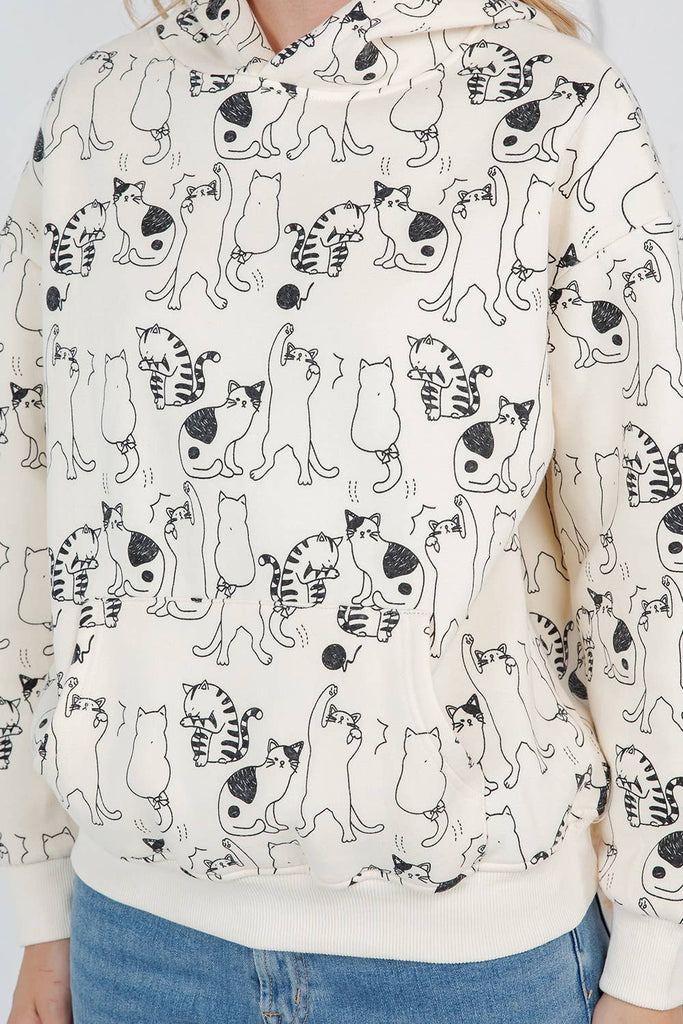 Dancing Cats Pullover Fleece Hoodie