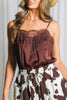 Chocolate Lace Trim Satin Camisole