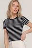 Rib Crew Neck Striped Top