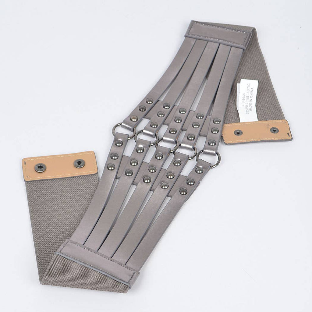 Metallic Corset Elastic Belt: Gun Metal