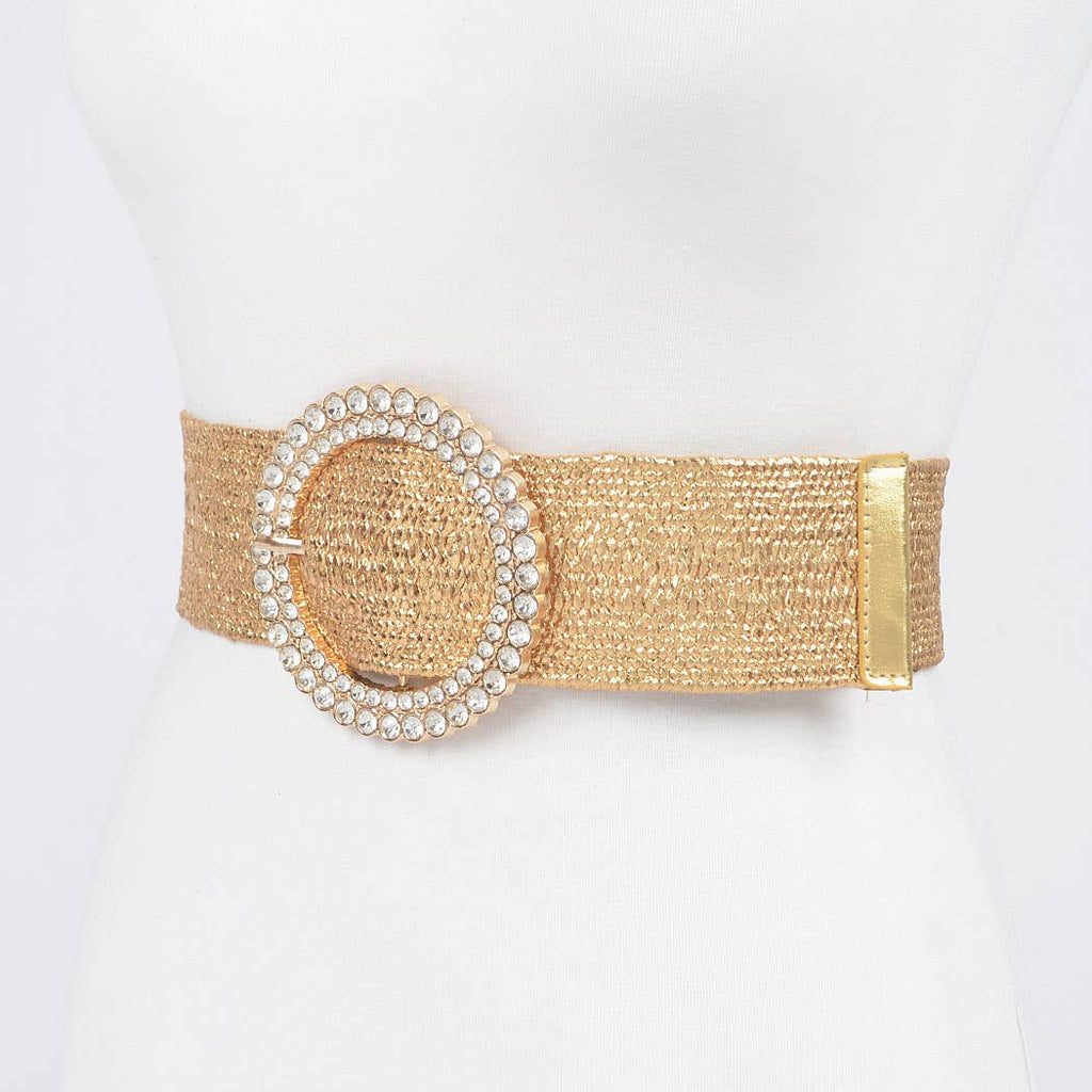 Gold Stretch Rattan Rhinestone Belt