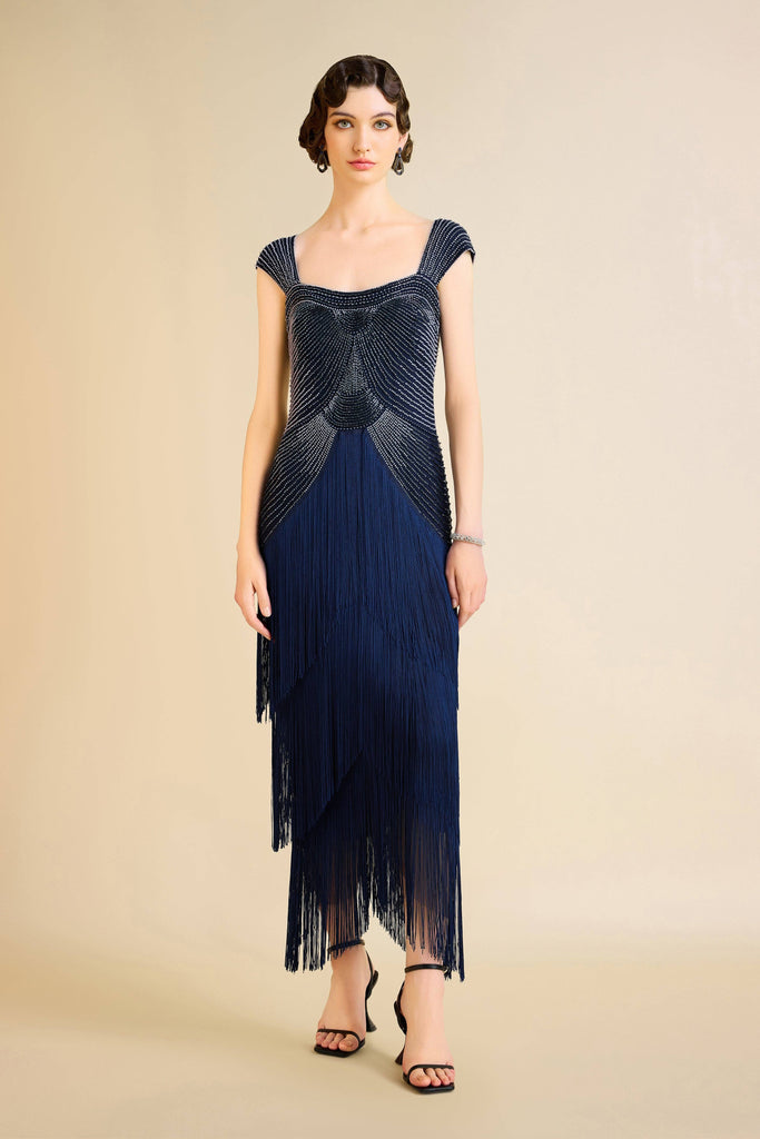Marchesa Midnight Blue Beaded Dress