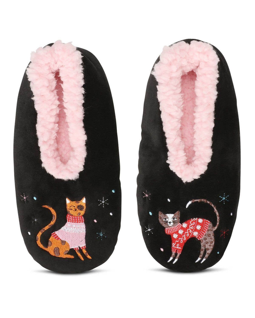 Sweater Cats Sherpa Lined Slipper: Black / S-M