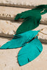 Genuine Leather Leaf Earrings:Turquoise