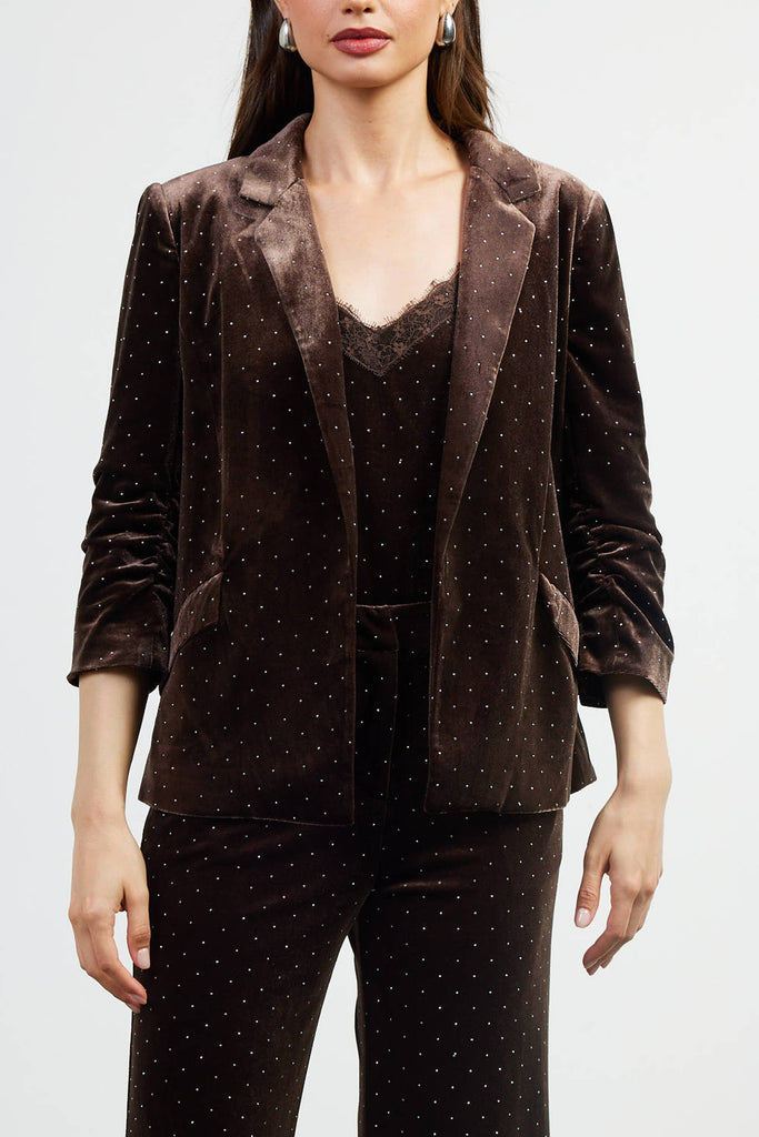 Rhinestone Chocolate Velvet Blazer