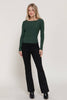Boat Neck Brushed Rib Knit Top: Forest