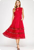 Spanish Scallop Edge Satin Midi Dress