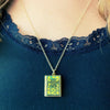 Book Locket Necklace - Sense and Sensibility - Vintage Green: Brass