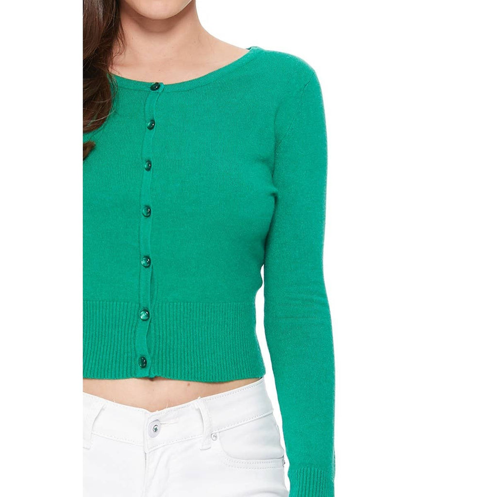 Long Sleeve Crewneck Cardi: Peacock