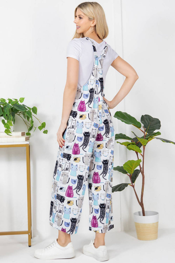 Colorful Cat Corduroy Overalls