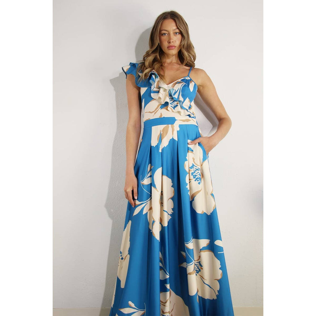 Jardin De Fleur Maxi Dress: Blue