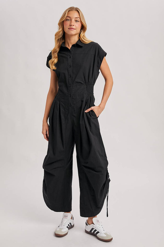 Cotton Utility Shirting Jumpsuit