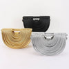 Metallic Faux Leather Noodle Bag: BK