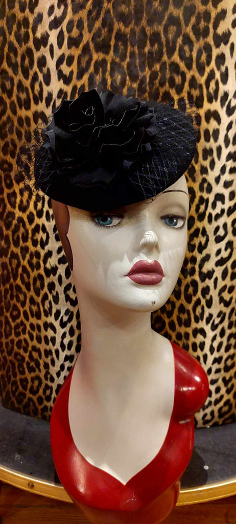 Black Veiled Pill Box Hat
