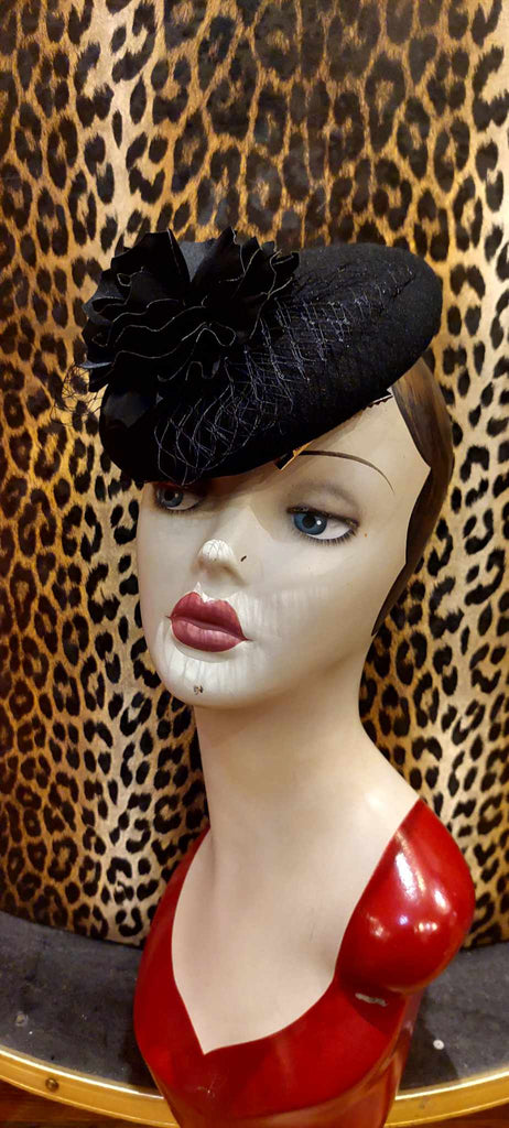 Black Veiled Pill Box Hat