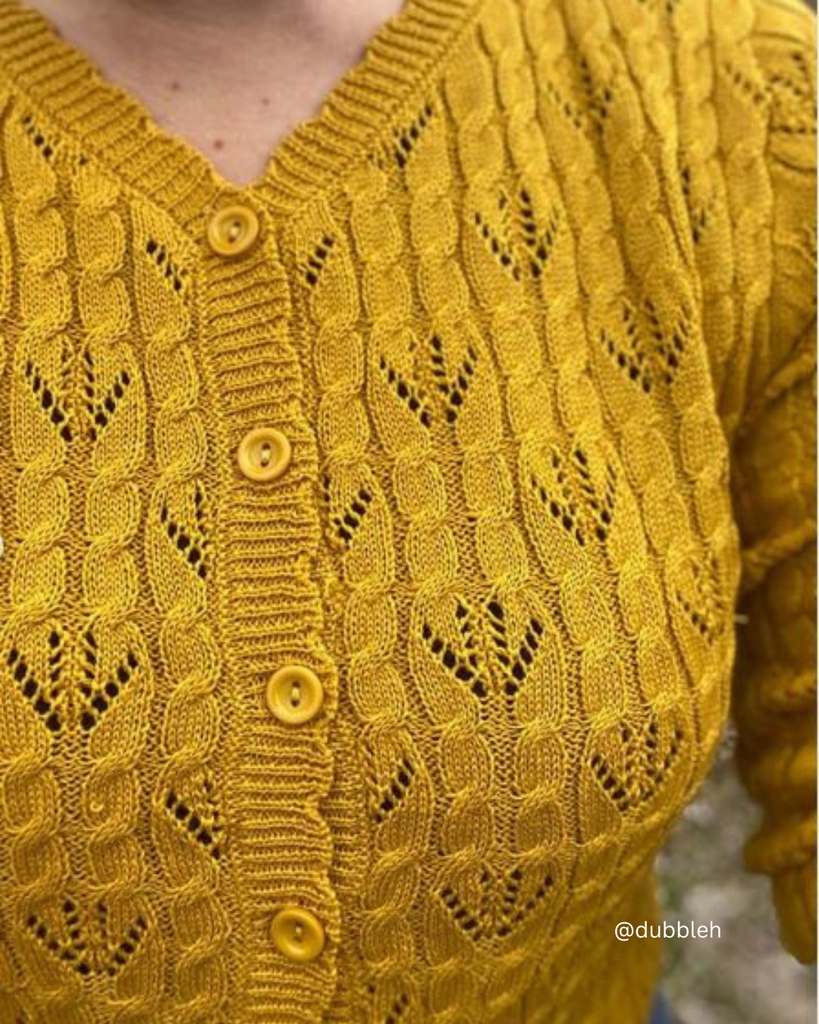 Lace Pattern Scalloped Cardigan :Sage