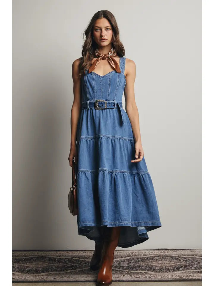 Western Belted Denim Dress