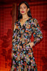 Floral With Gold Dress With Split Hemline
