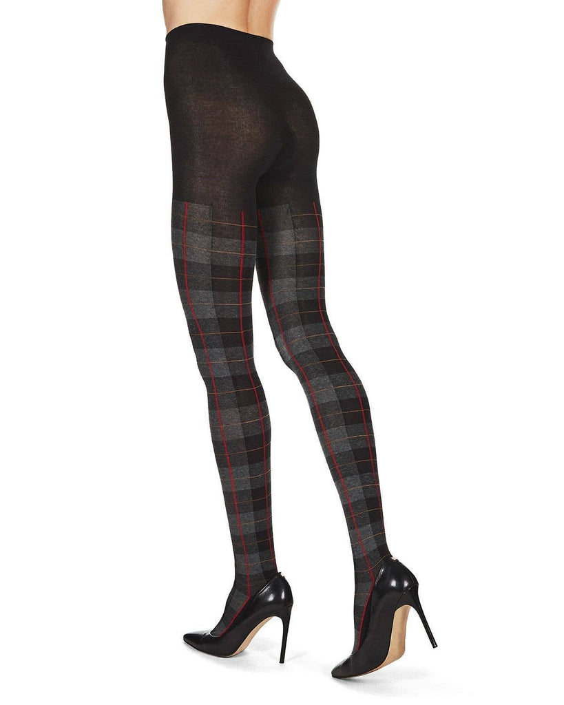 Glasgow Plaid Sweater Tights: Brown / L-XL