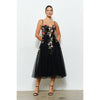 Embroidered Sweetheart Tulle Midi Dress