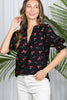 Cherry Print V-Neck Blouse