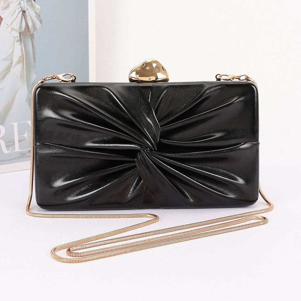 Twist Knot Hardcase Clutch: Silver