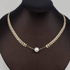 Pearl Charm Leaf Shape Chain Necklace