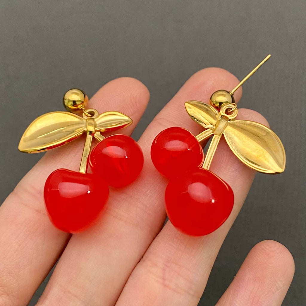 Cherry Charm 18K Gold Plated Earrings