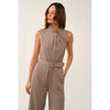 Rich Rust Sleeveless Belted Jumpsuit: