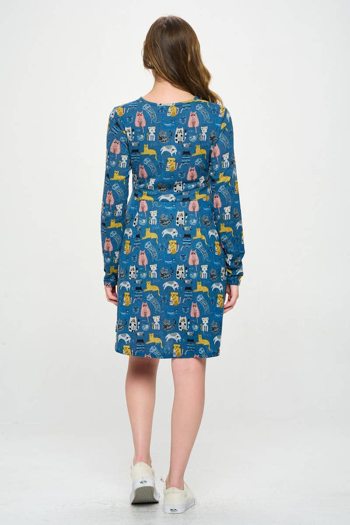 Colourful Kitties Tunic Sweater Dress