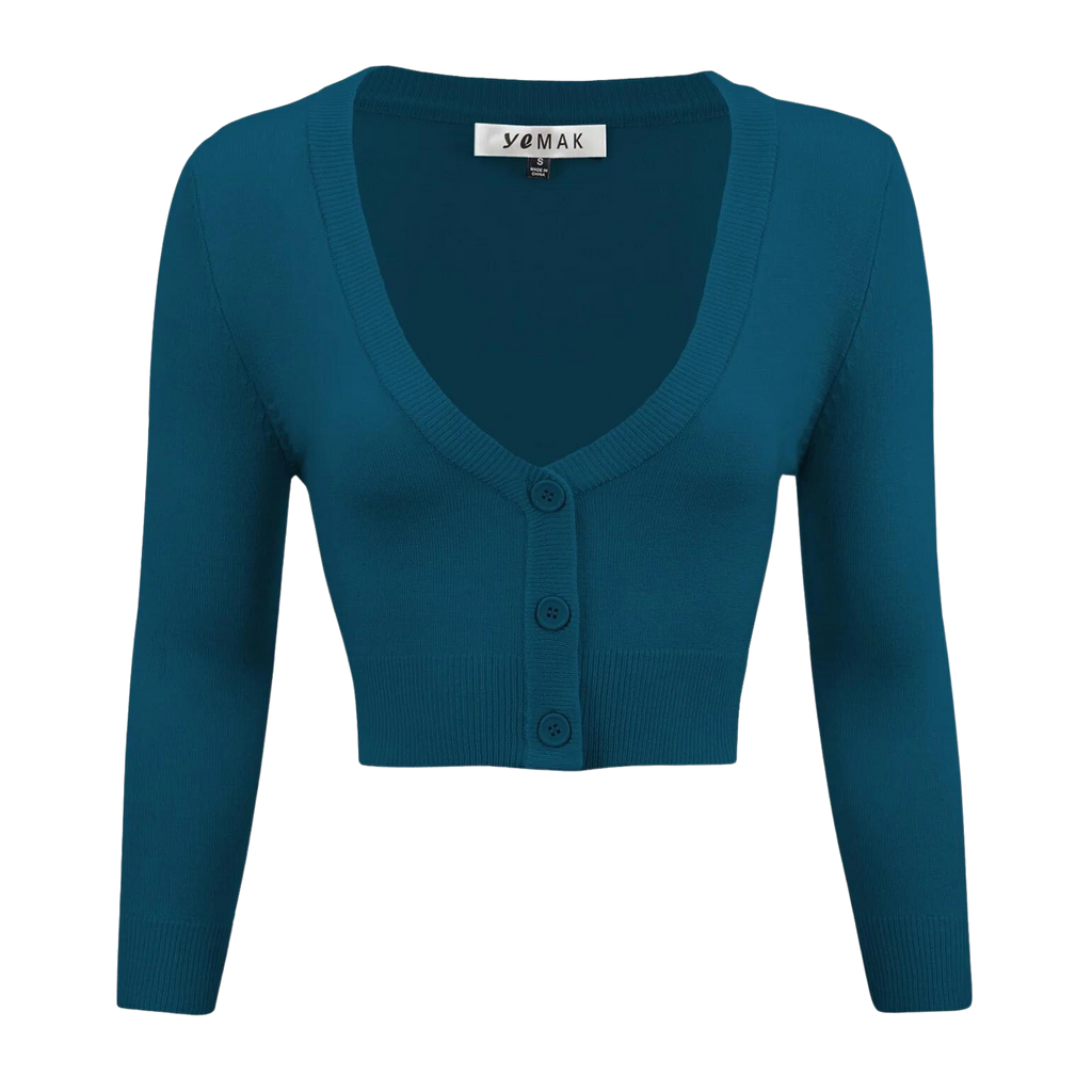 Teal Cropped Cardigan