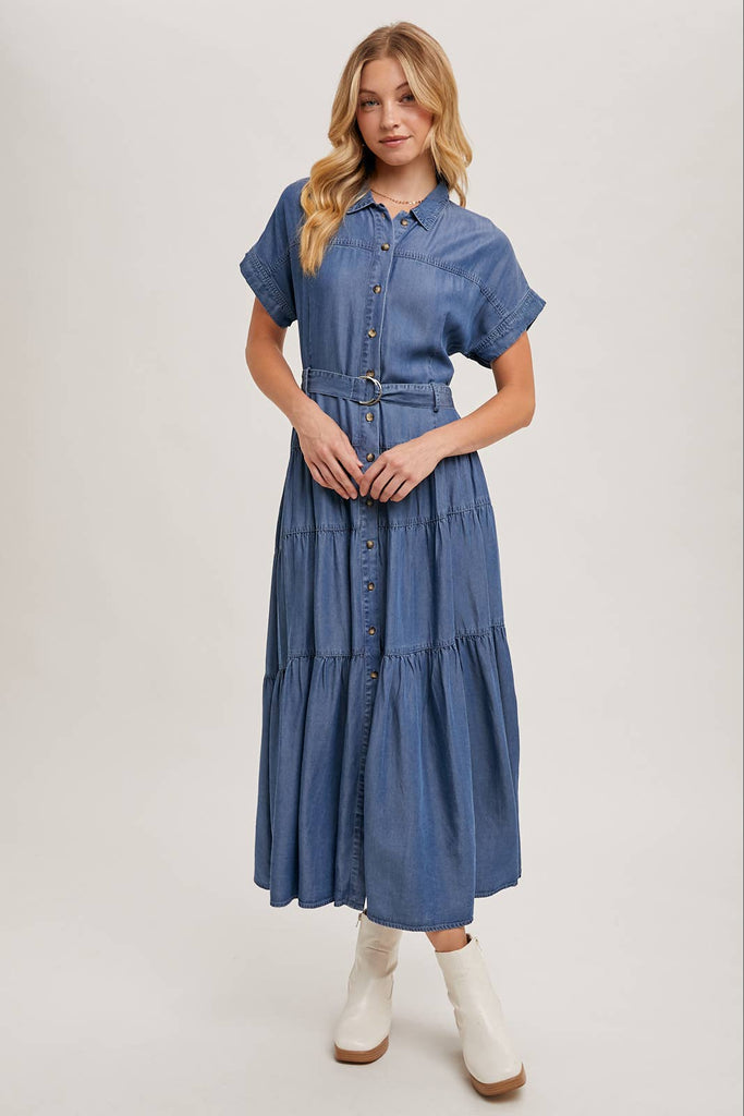 Tiered Tencel Denim Dress