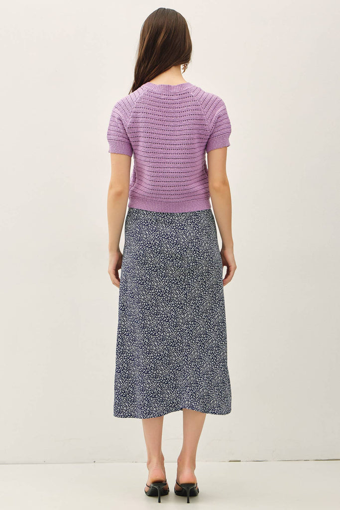 Cotton Crochet Cardigan: Lilac