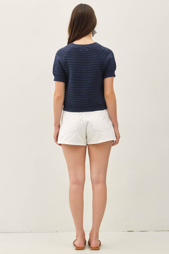 Cotton Crochet Cardigan: Indigo