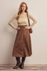 Stretch Suede A-Line Midi Skirt: Mocha