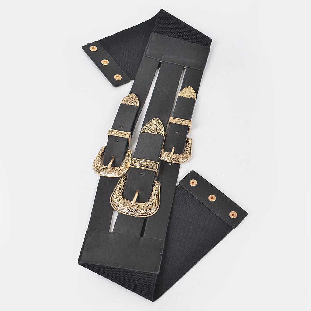 Multi Buckles Elastic Belt: Fuschia