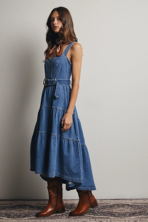 Western Belted Denim Dress