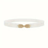 Gold Laurel Elastic Skinny Belt: White