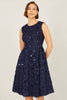 Navy Sequin Floral Applique Dress
