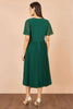 Green Sequin Embroidered Pleated Dress