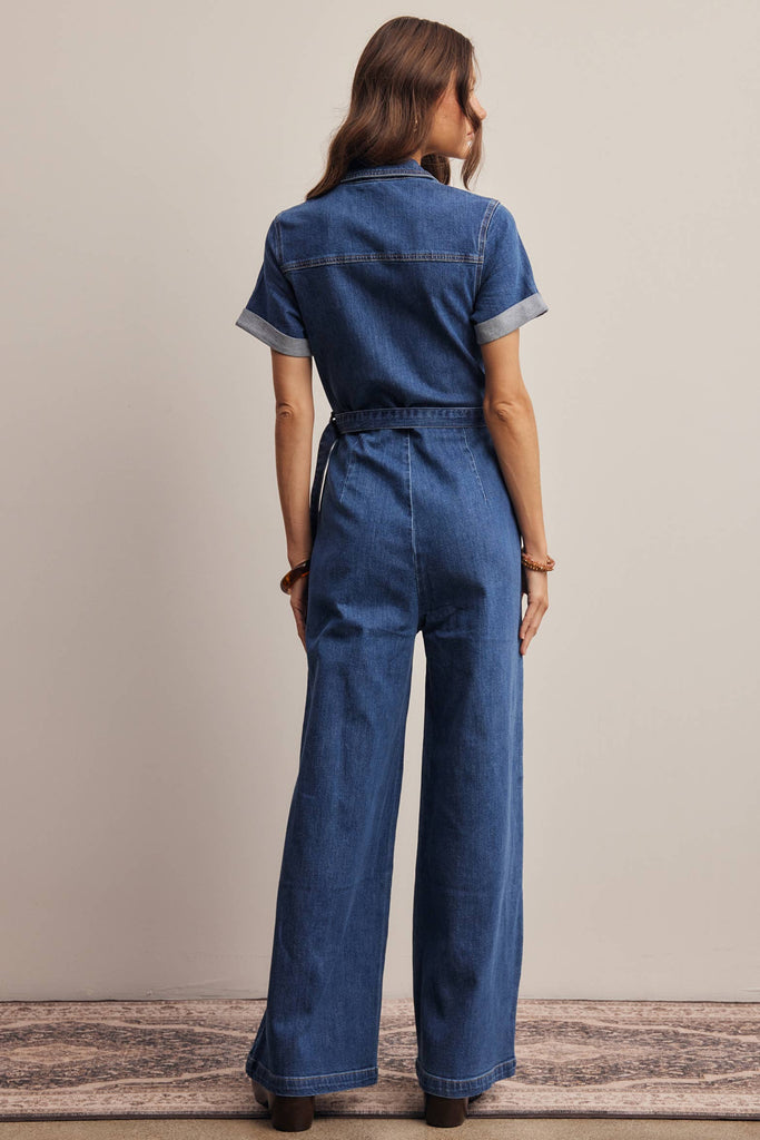Blue Haze Stretch Denim Jumpsuit