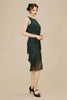 Dark Green Glitter Fringe Bias Hem Dress