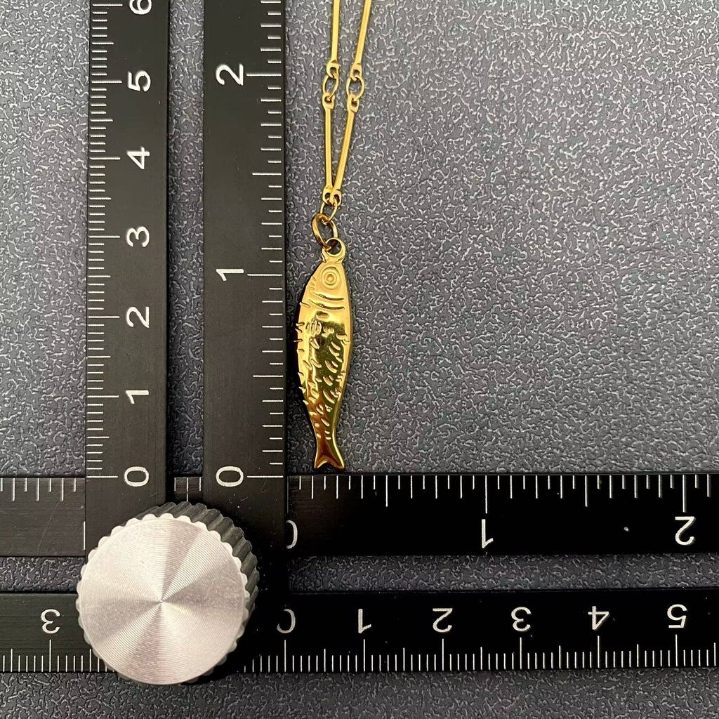 18K Plated Gold Fish Charm Necklace