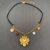 18K Enamel Heart Charm Wax Rope Necklace