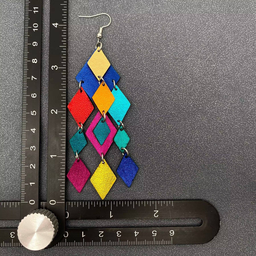 Rhombus Fringe Dangle Earrings