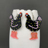 Fancy Hens Earrings: Black