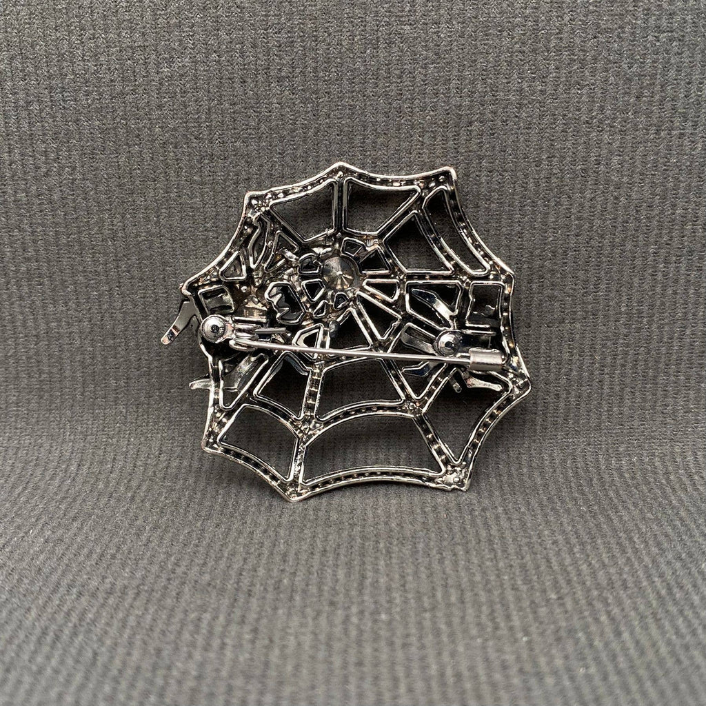 Rhinestone Spider Web Brooch