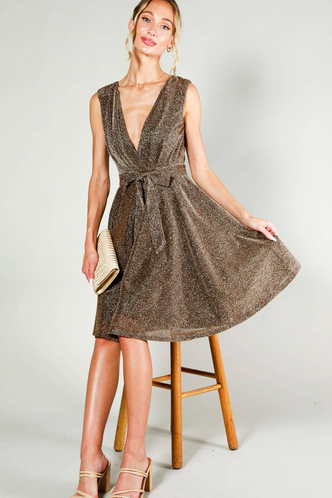 Bronze Glitter Swing Dress