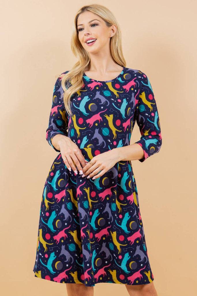 Space Cats Sweater Dress