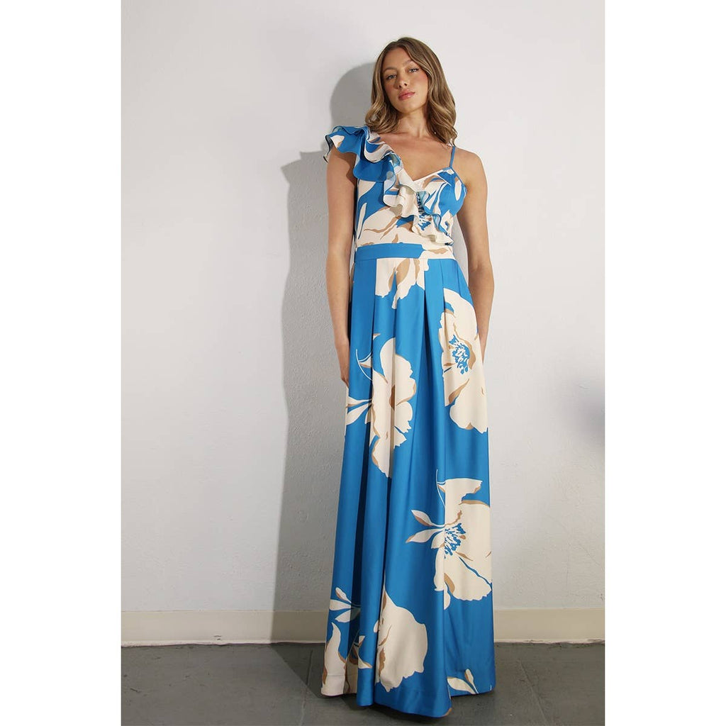 Jardin De Fleur Maxi Dress: Blue